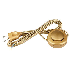Interruptor elétrico de pé com cabo, 2,5 a 250 v, 3 m, dourado