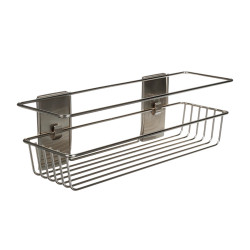 Cesto de duche, níquel acetinado, 32,5 x 9,5 x10 cm, 1 unidade. + 4 tiras, max 3 kg