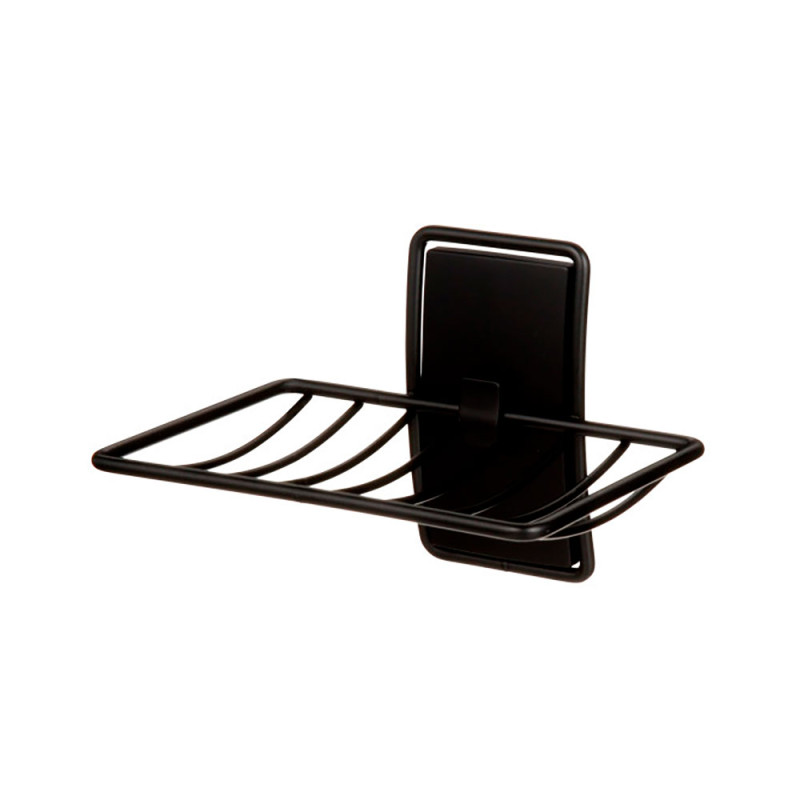 Saboneteira para casa de banho, preto mate, 1 unidade + 2 tiras, max 900 gr