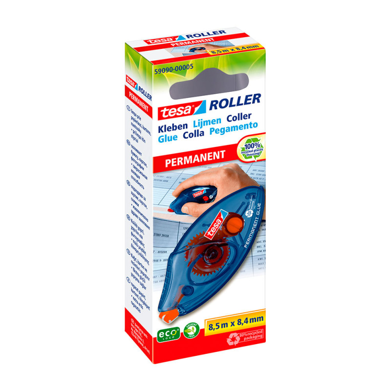 Rolo descartável adesivo ecológico permanente 8,4 mm x 8,50 m