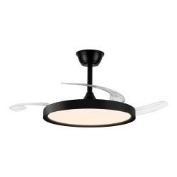 Ventoinha de teto led 3cct com pás retráteis, polaris, 43 w, 4430 lm, preto, lâminas ø106 cm, tecto ø48,5 cm, altura 32 - 42 ...