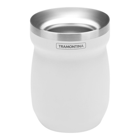 Recipiente para bebida "mate" em inox branco 240 ml