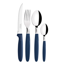 Conjunto de talheres ipanema 25 peças com cabo azul