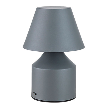 Candeeiro de mesa led metálico recarregável 3cct, 2 w, 200 lm, cinzento, ø110 x 163 mm
