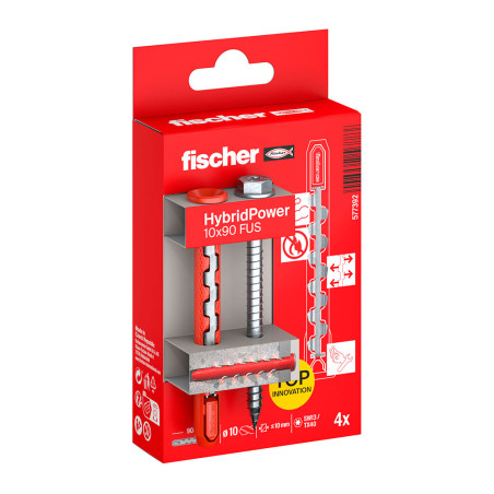 Buchas hybridpower ø10 x 90 mm + parafusos sw13 /tx40, ø7 x 89 mm, blíster 4 unidades