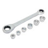 Chave estrela cr-v dupla com roquete, 6 pontas intercambiáveis, 14 x 19 mm, 7 peças