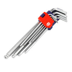 Chaves allen cr-v de braço longo com ponta esférica, jogo de 9 peças (métricas)