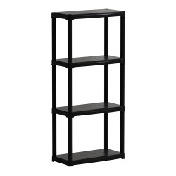 Estante de polipropileno, linha tempo, 4 prateleiras, preta, 60 x 30 x 133 cm