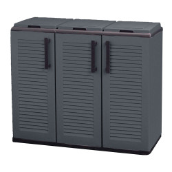 Armário baixo de polipropileno, linha eco easy, reciclagem seletiva 3 tampas, cinzento escuro, 102 x 37 x 84 cm