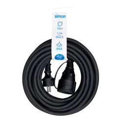 Prolongador profissional 10 m, ip44 h07rn-f 3 g 2,5 mm, 1 tomada com tampa, 16 a 250 v~, preto