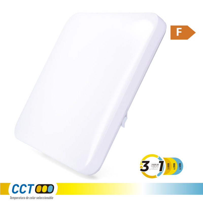 Aplique led quadrada extraplana 24 w 3cct 2490 lm 37 x 37 x 6,7 cm
