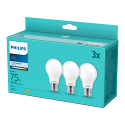 Lâmpada led de filamento mate e27 8,5 w (equiv. 75 w) 1055 lm 4000 k luz dia, pack 3 unidades