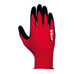 Luvas nylon / lycra com palma nitrilo microfoam, econit foam, vermelha e preta t-9 l
