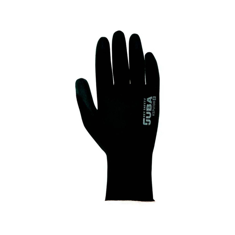 Luvas de poliéster com palma em poliuretano, keep safe, preta, t-9 l