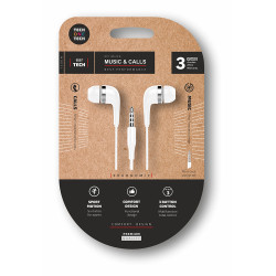 Fones de ouvido eartech com conector mini-jack brancos