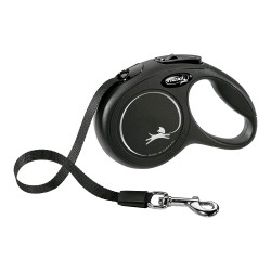 Alça extensível flexi classic preta, fita de 3 m, tamanho xs, até 12 kg
