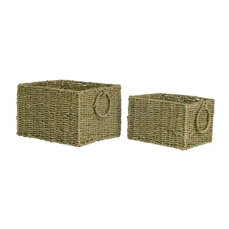 Cesto castanho com 2 asas, conjunto de 2 peças