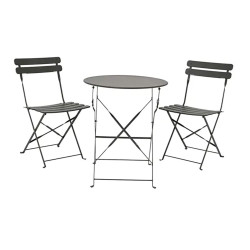 Conjunto de mesa e 2 cadeiras helsingborg, dobráveis, em aço, cinzento antracite