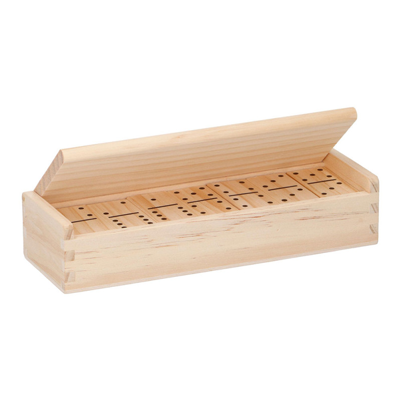 Jogo dominó em madeira 19,5 x 6,5 x 4,3 cm