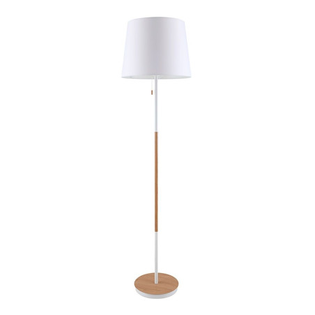 Candeeiro de chão e27, madeira e branca, ø400 x 1570 mm