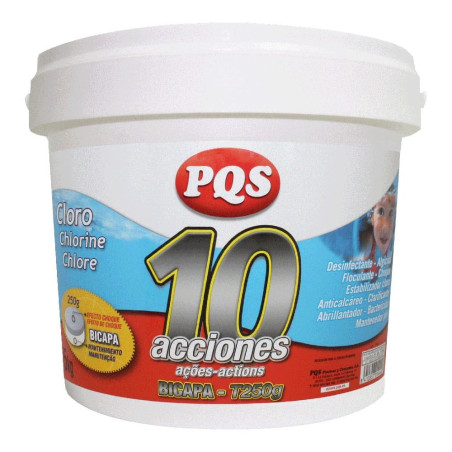 Cloro 10 ações comprimidos de dupla camada 250 g, embalagem de 5 kg