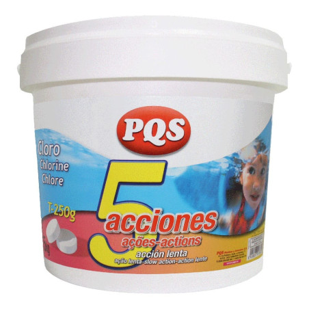 Cloro 5 ações, tabletes de 250 g, embalagem de 5 kg