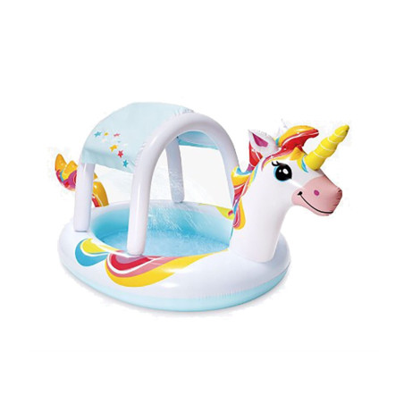 Piscina inflável infantil em formato de unicórnio com esguicho, 254 x 132 x 109 cm