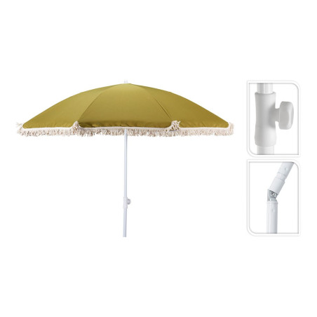 Guarda-sol de praia verde com borlas, ø160 x 200 cm