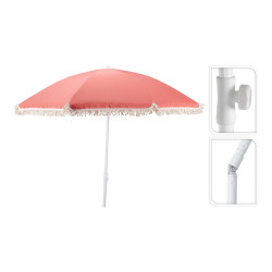 Guarda-sol de praia coral com borlas, ø160 x 200 cm