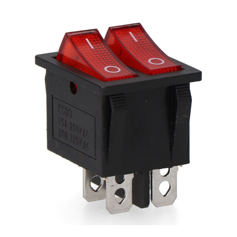Interruptor duplo luminoso de embutir on/off 15a 4 pinos