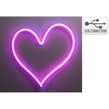 Luz led de neon decorativa coração, 32 x 34 cm