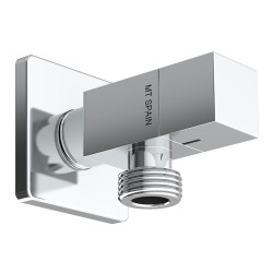 Válvula angular modelo deco com alça quadrada, prateada, ½ x 3/8 pol