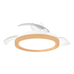Ventilador de teto com pás retráteis, led 3 cct, motor dc 28 w + led 35 w, modelo bliss, branco / dourado, ø106 cm