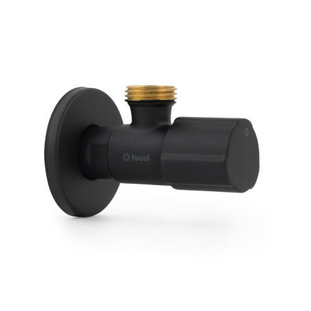 Válvula angular de cerâmica com alça redonda, preta, 1/2 x 3/8 pol