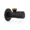 Válvula angular de cerâmica com alça redonda, preta, 1/2 x 3/8 pol