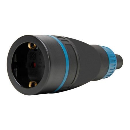 Ficha fêmea bipolar com t/t 16a 250 v, preta, máx. 3 x 1,5 mm