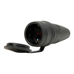 Ficha fêmea bipolar com t/t e tampa 16a 250 v, ip20, preta, máx. 3 x 1,5 mm