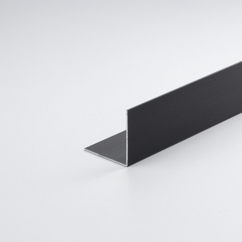 Perfil angular diy em alumínio escovado preto, 1000 x 15 x 15 mm
