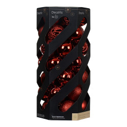 Bolas de decoração de árvore de natal, vermelhas, caixa com 35 un