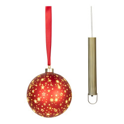 Micro bola de led, luz quente, para uso interno, funciona a pilhas, ø14 cm, vermelha com fio prateado