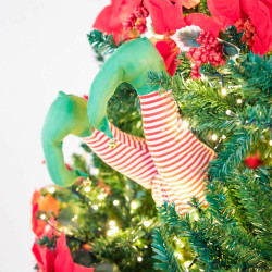 Estatueta de árvore de natal com pernas de elfo, 35 cm