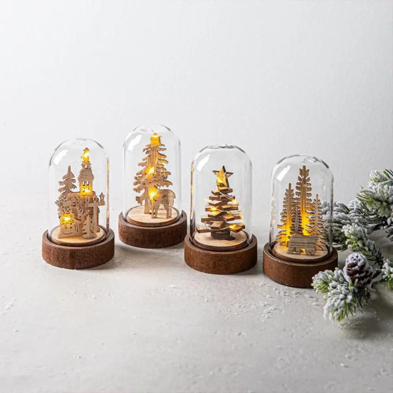 Figura decorativa de natal em madeira com luz led, vários modelos