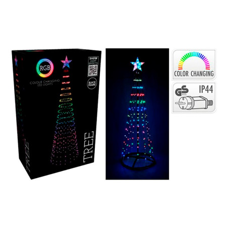 Árvore de natal com 154 leds rgb, preta, para exterior, 150 cm