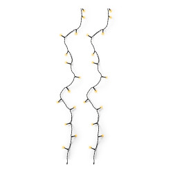 Cordão de luzes led multifuncionais para exterior, 8 funções, 240 leds, luz quente clássica, cabo preto, 18 m