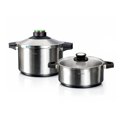 Panela de pressão prêst duo 4 + 6 l, aço inoxidável 18/10,2 peças