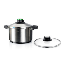 Panela de pressão de 6 litros em aço inoxidável 18/10, com tampa de vidro, ø24 cm