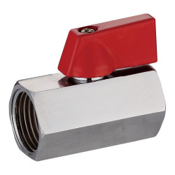 Mini válvula de esfera h-h ½ pol com alavanca vermelha