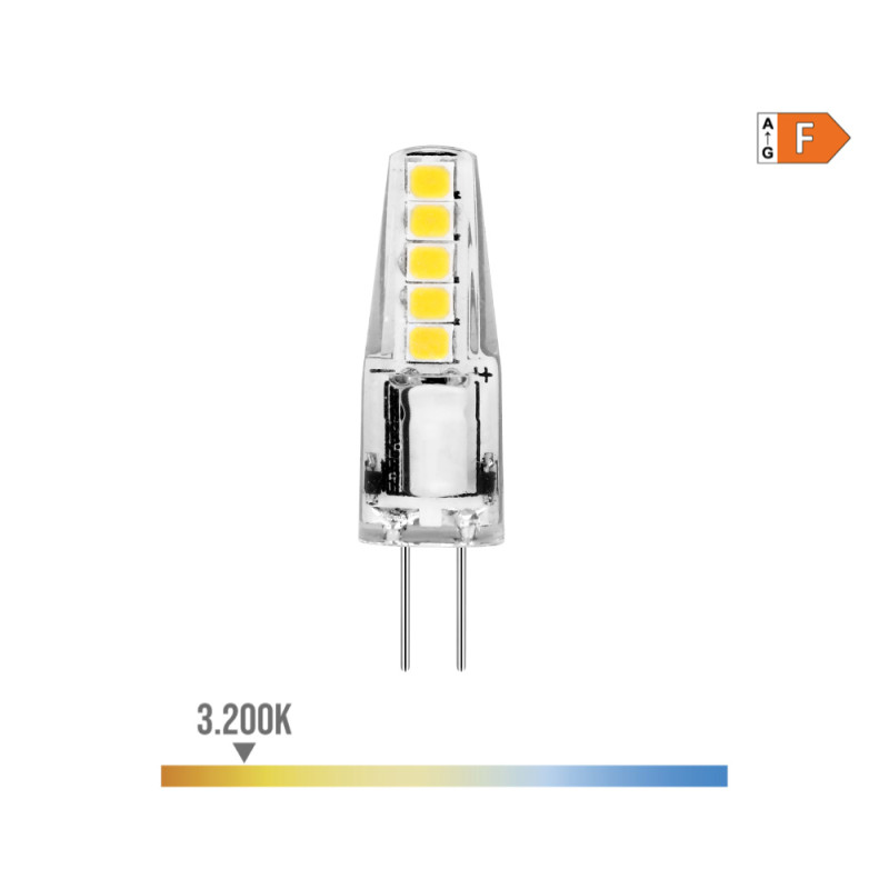 Lâmpada de silicone bi-pin led g4 12v 2w 180lm 3200k luz quente ø10x37mm edm
