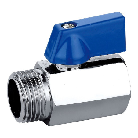 Mini válvula de esfera macho-fêmea de ½ polegada com alavanca azul