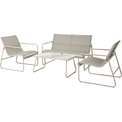 Conjunto de jardim, cinzento claro/branco, 4 peças